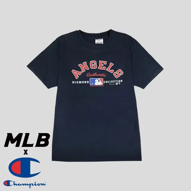 챔피온 X MLB 엠엘비 90s 피그먼트 네이비 LA 에인절스 프린팅 암