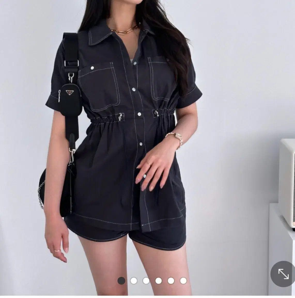 F(55) String short sleeve shirt and shorts two-piece set