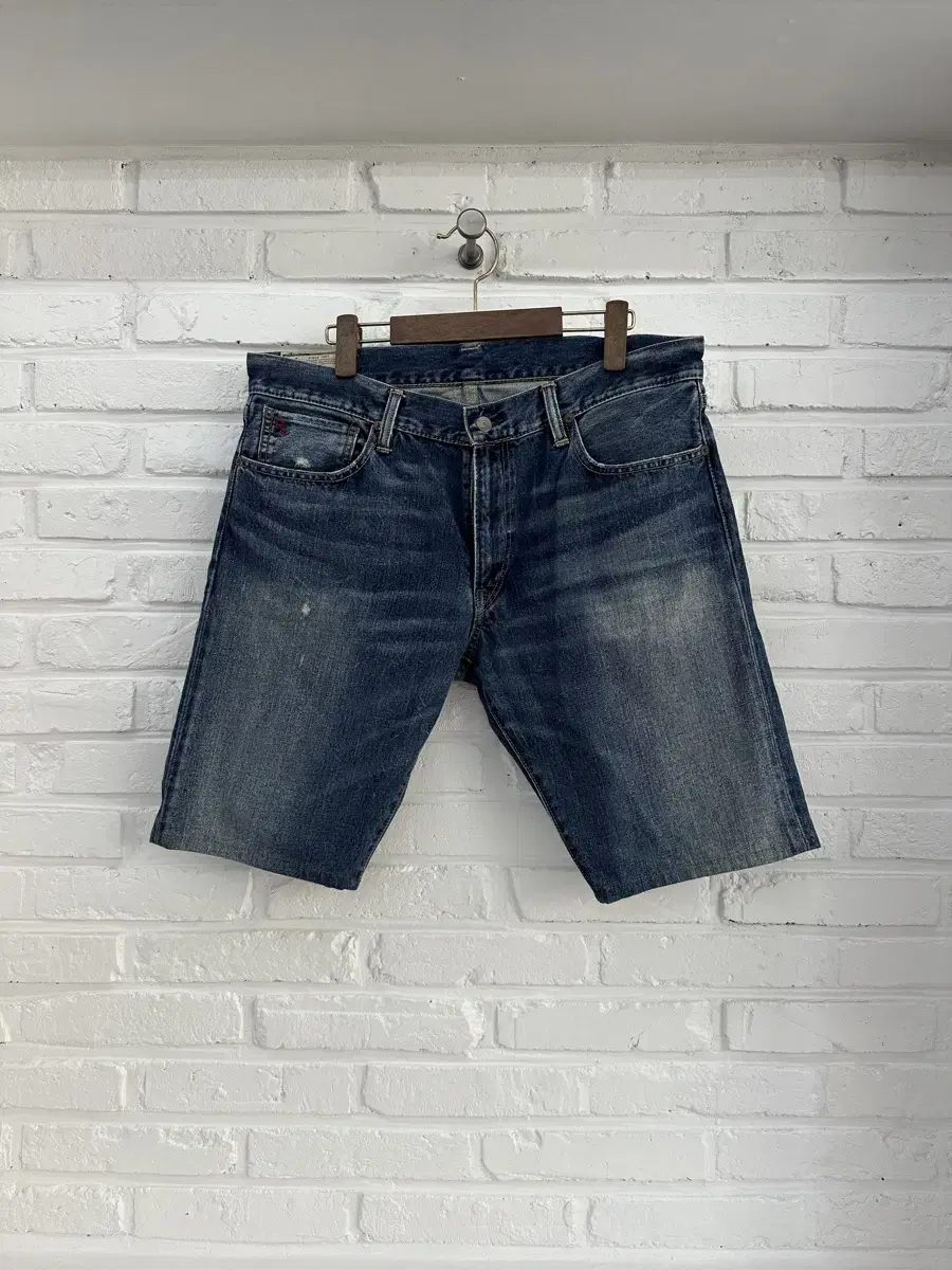 Polo-style denim shorts