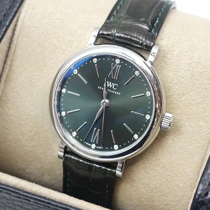 IWC 포르투피노 다이아 10P 스틸 시계 그린 34MM IW357405