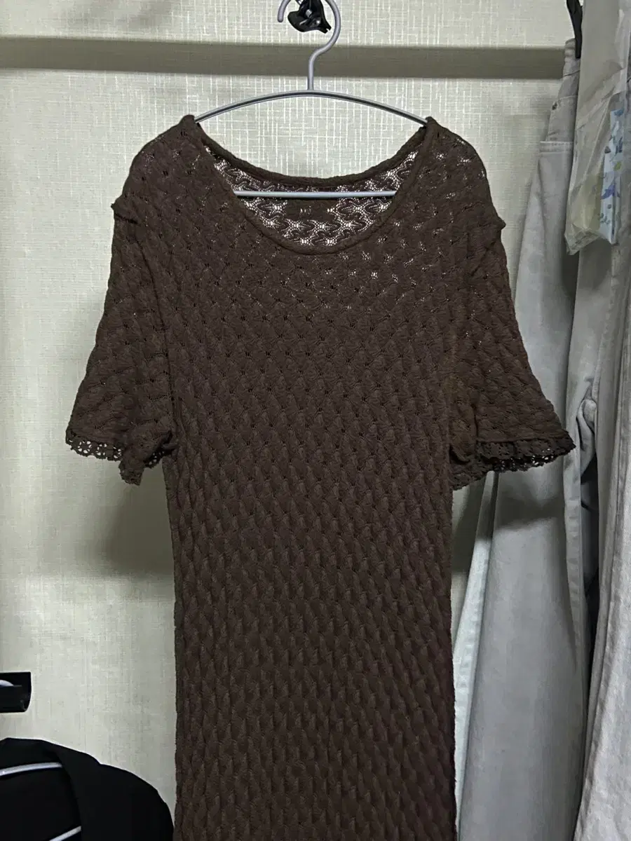 Vintage Earthshop Earthone Brown See-Through Long ONEPIECE