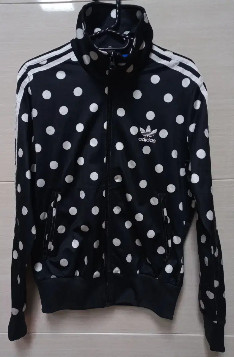 adidas Firebird Black Black and White Polka Dots Track Top Jersey Zip Up 85/XS