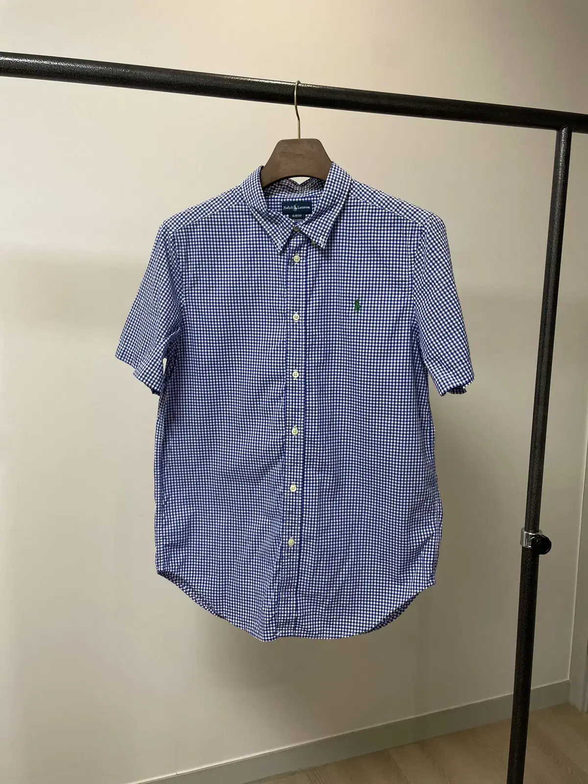 (Boys XL) Polo Ralph Lauren bloo Gingham Check Short Sleeve Shirt