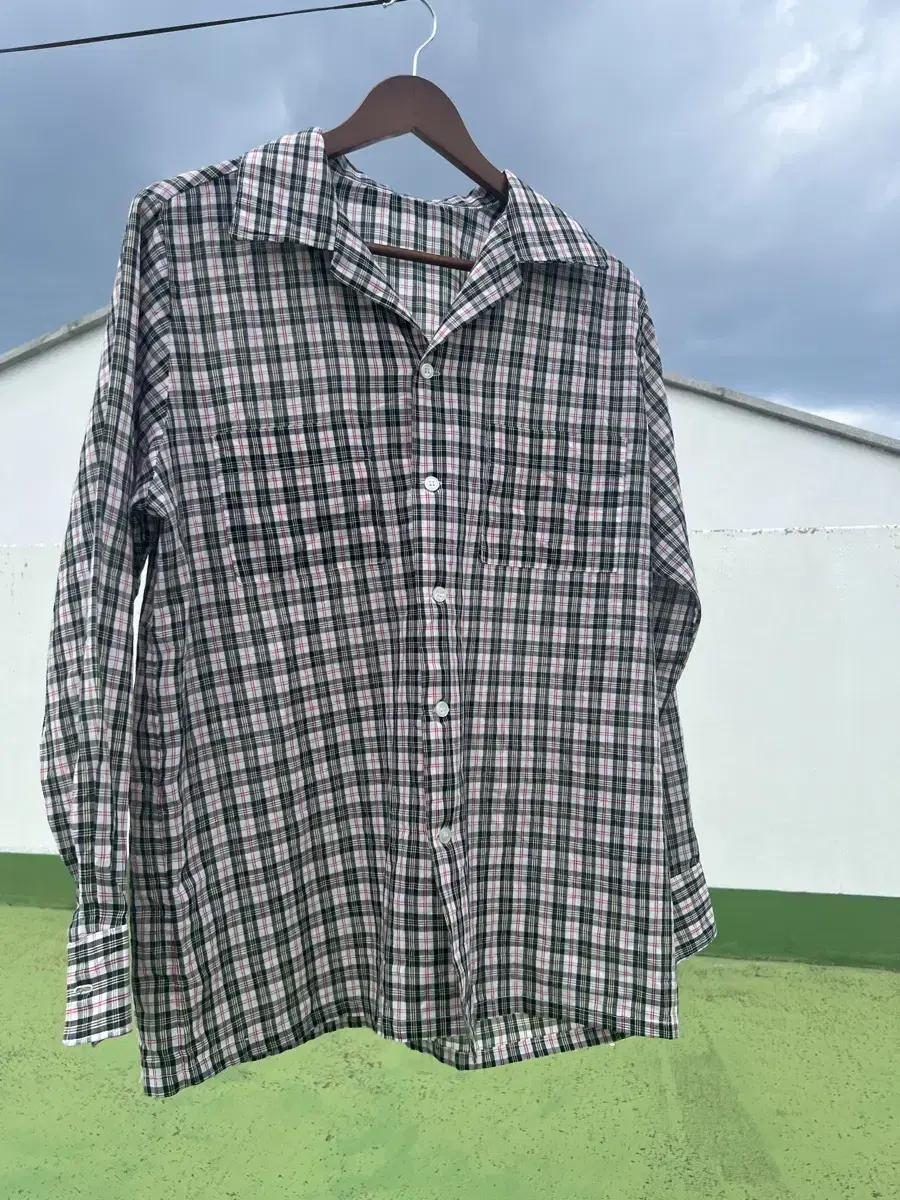 Vintage open-collar check shirt