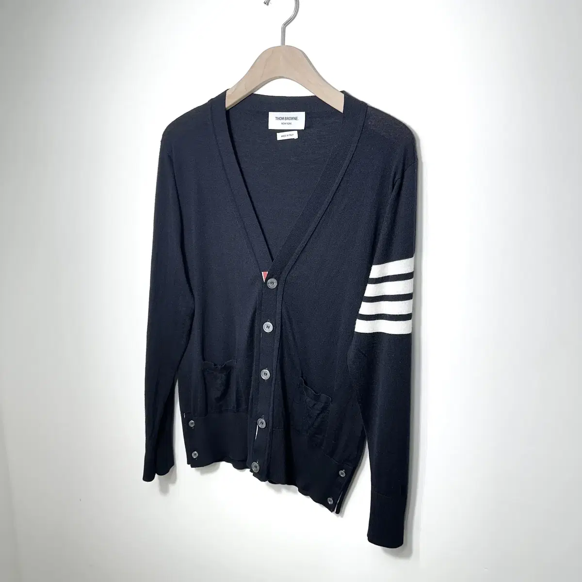 Thom Browne Diagonal Arms Black Wool Cardigan