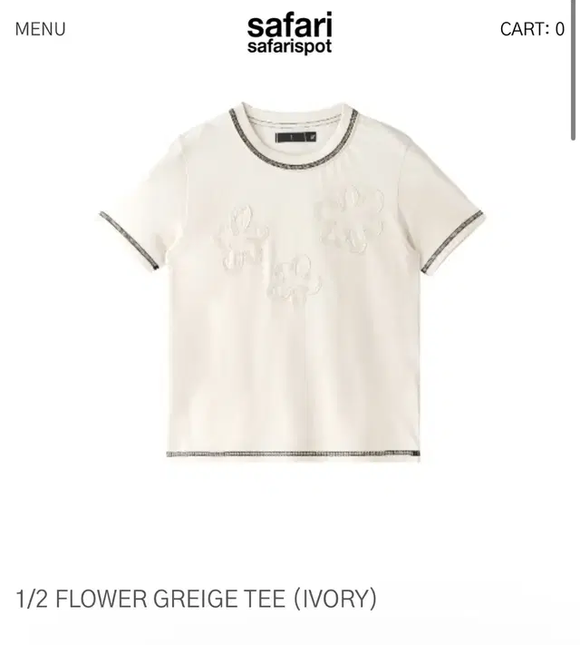 사파리스팟 1/2 flower greige tee 아이보리