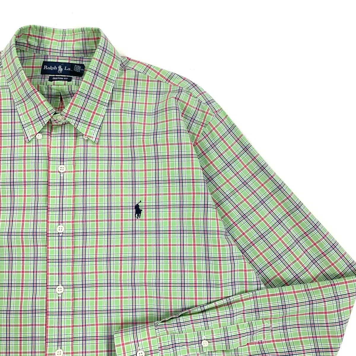 [3XL]Polo Green Pink Line Check Shirt CK7701