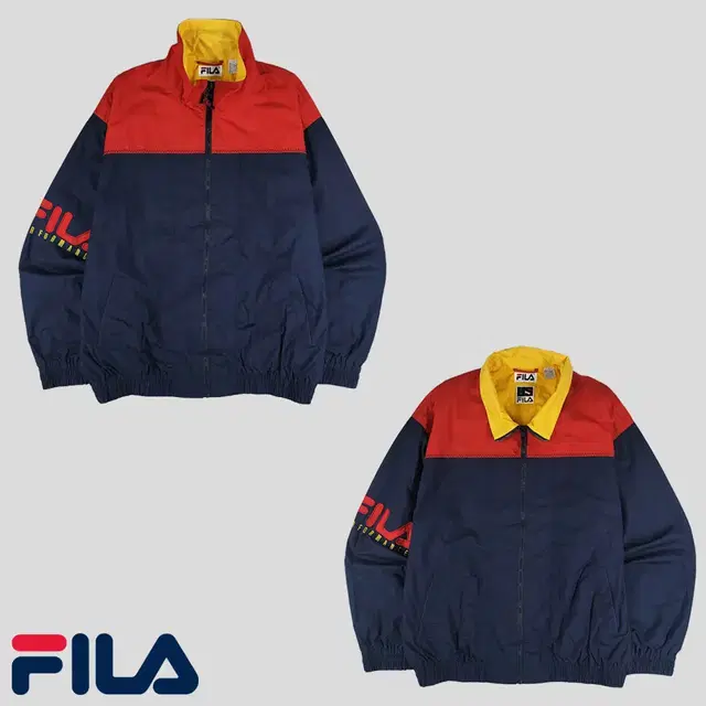 FILA 휠라 필라 US 90s 네이비 레드 배색 코튼100 우븐 올드스