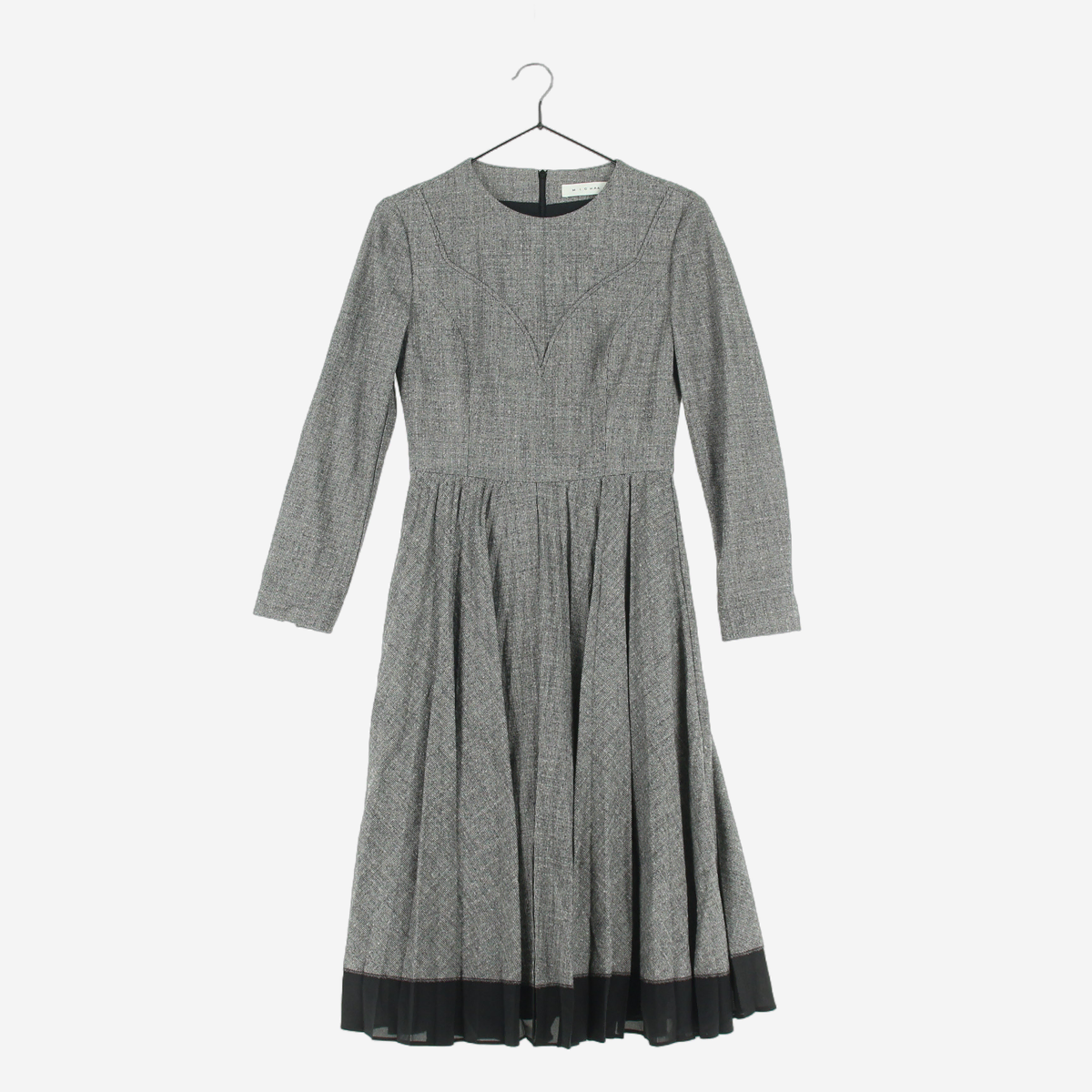 [82-94-155]misha gray wool93 pleated long sleeve ONEPIECE(SW1366)