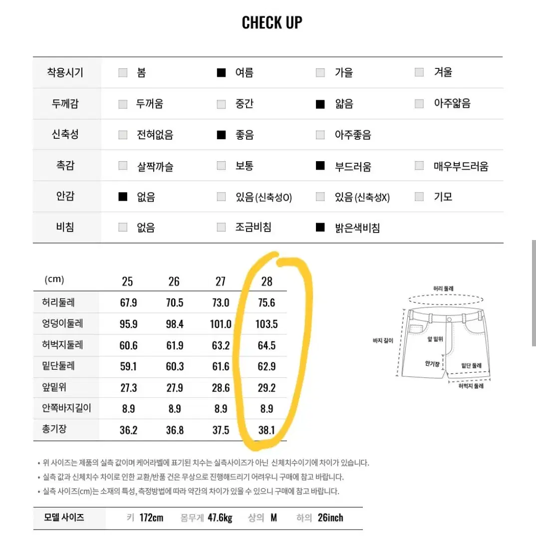 지오다노 데님 쇼츠 숏팬츠 핫쇼츠 워시드블루 28