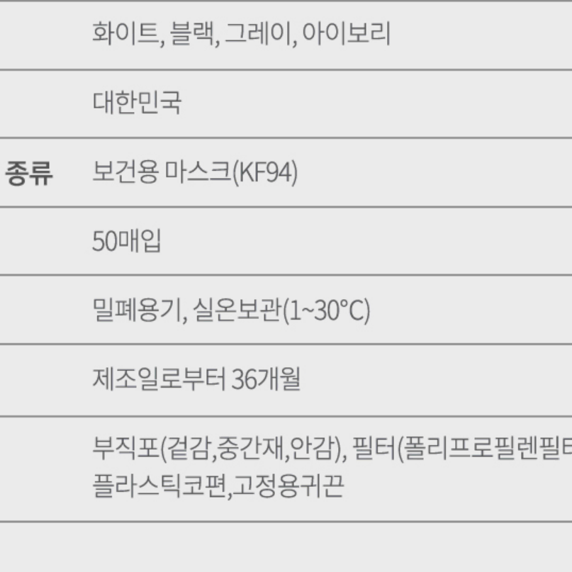 보풀이적은 KF94 국내생산 새부리형 합리적 마스크 200매세트