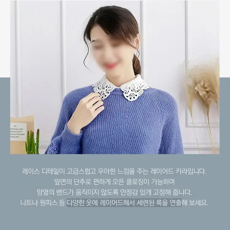 레이스 넥케이프 이너 넥카라 원피스 블라우스 포인트 레이어드 페이스카라