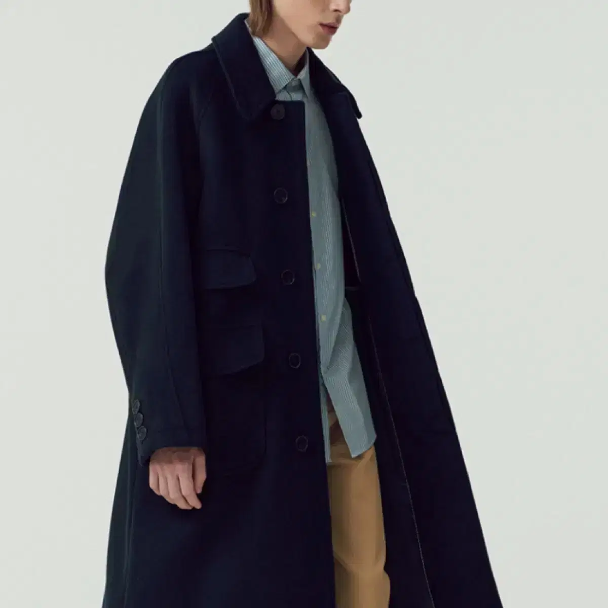 (New, Wool 70)Left Seoul Overfit Balmacan Coat Navy