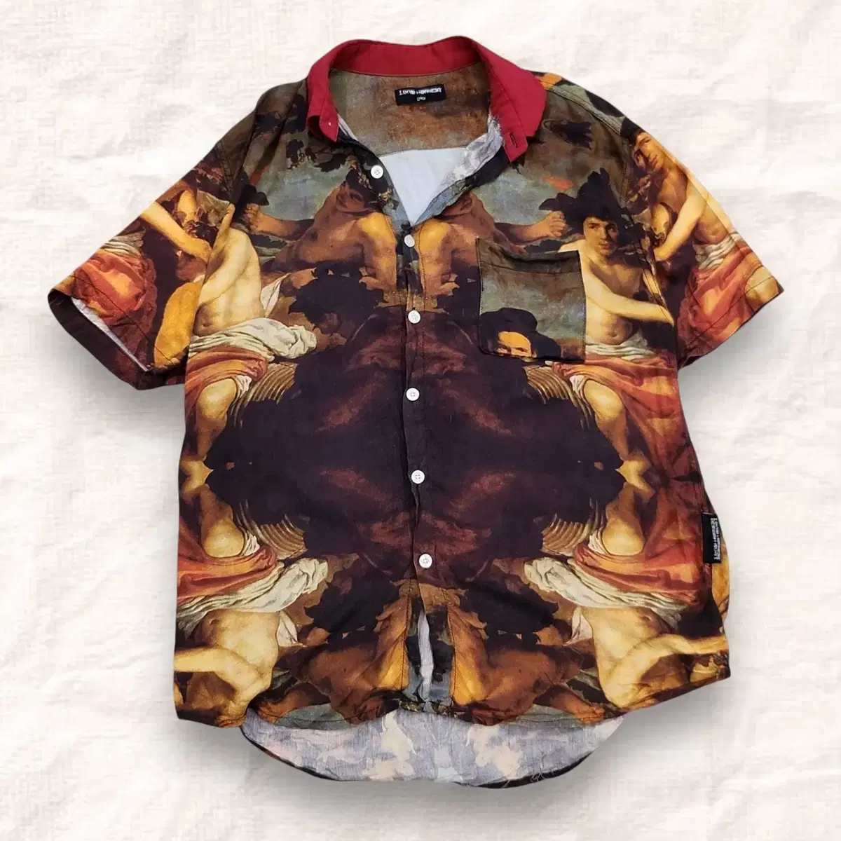 [L] Ain't No Human Being Patterned Short Sleeve Shirt