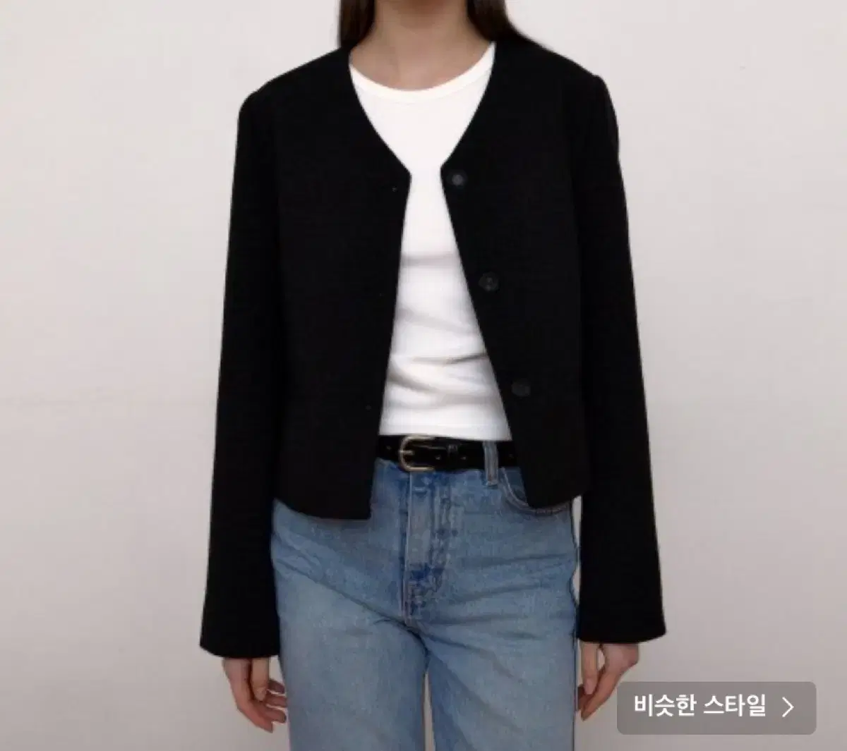 38컴온커먼 트위트자켓 V-neck Tweed Jacket (Black)