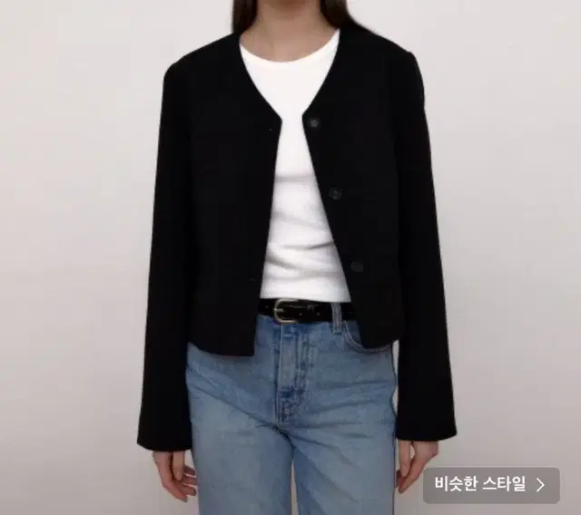 38컴온커먼 트위트자켓 V-neck Tweed Jacket (Black)