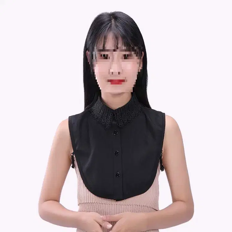 레이스 페이크카라 쉬폰 넥케이프 원피스 블라우스 레이어드 이너넥 카라