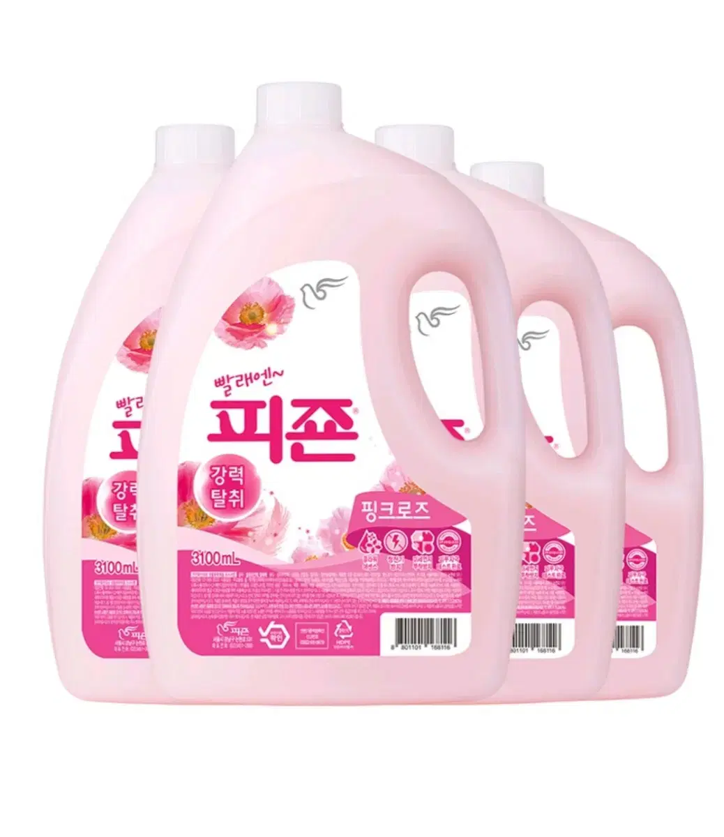 피죤 레귤러 섬유유연제 핑크로즈 본품, 3100ml, 4개