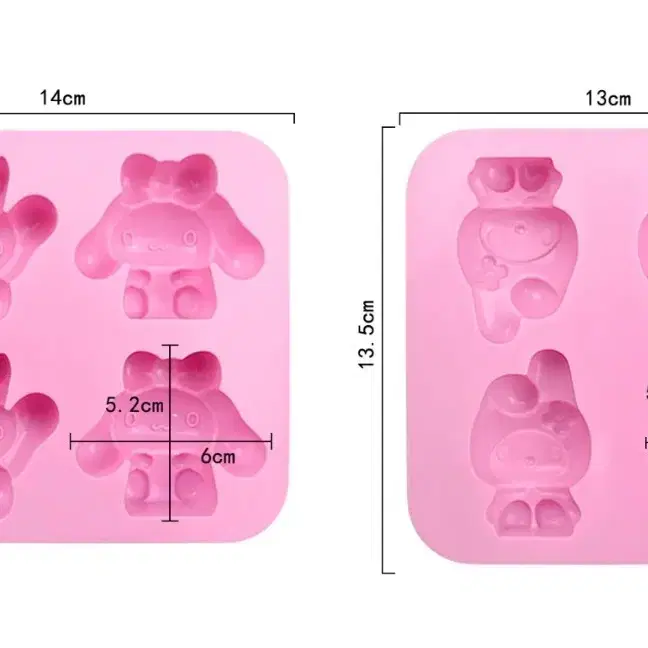 산리오 캐릭터 4구 실리콘 몰드 틀 쿠키 얼음 초콜릿 레진 석고