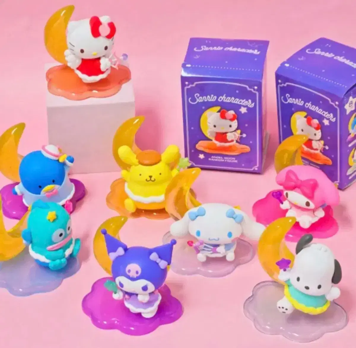 Sanrio Angel Moon Moon Figures (Cinnamoroll, Pompu, Mamel, Kuromi, Pochaco, Tuxedo Sam)