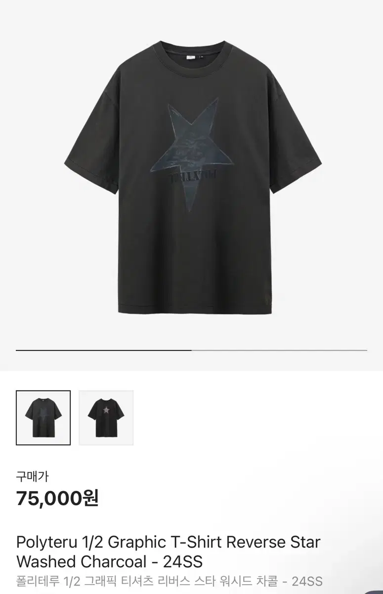 [3] Polythene Reverse Star Short Sleeve Washed Charcoal