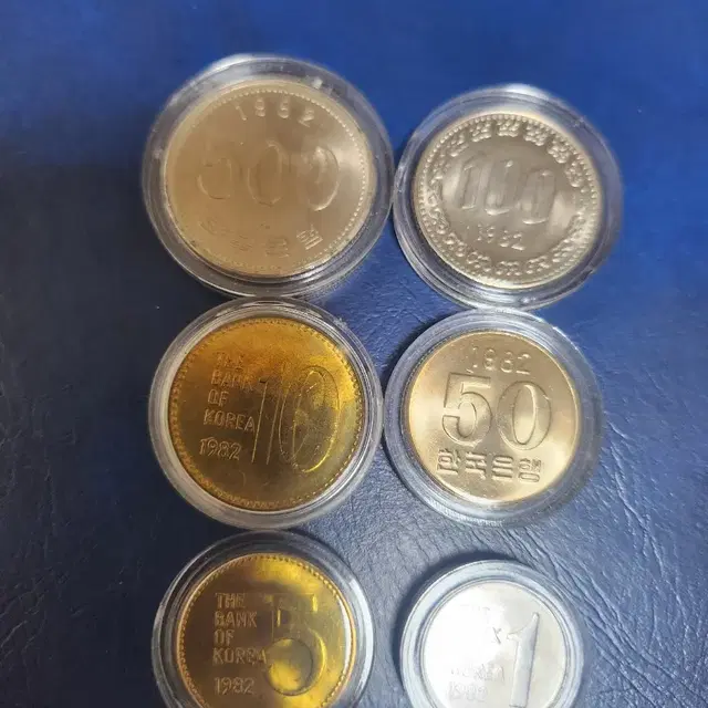 동전 1982년,500,100,50,10,5,1원