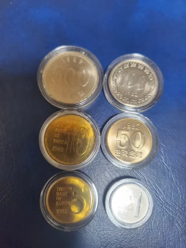 동전 1982년,500,100,50,10,5,1원