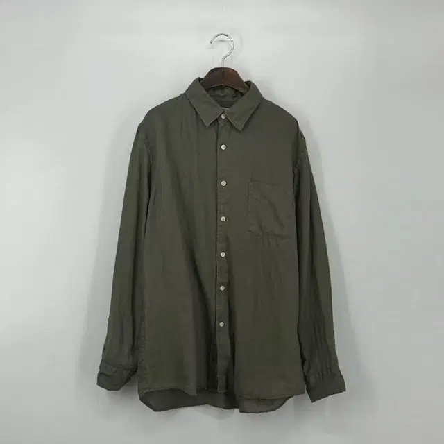 유니클로 마 남방 셔츠 (L size / KHAKI)