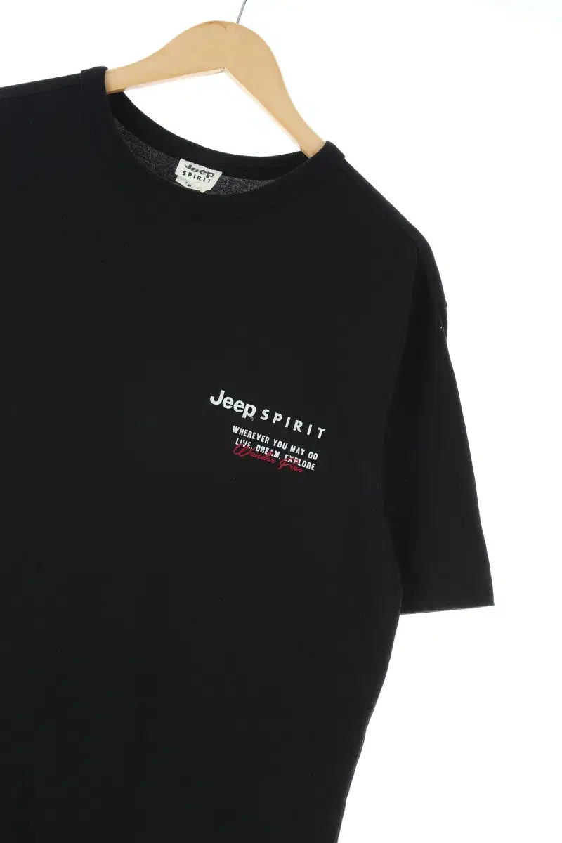 (M) Jeep Short-Sleeved T-shirt Black Cotton Old School Loose Fit - E08D