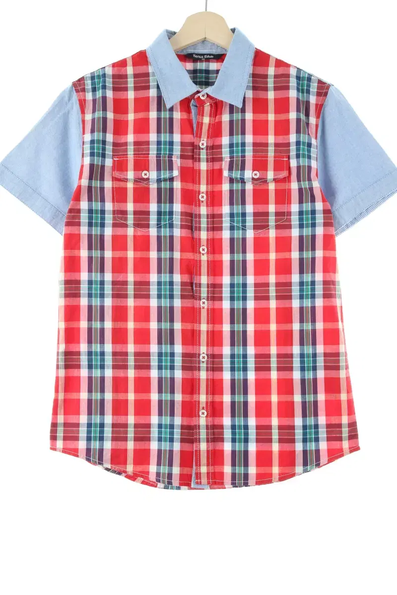 (M) BrandVintage Short-Sleeved Shirt Nambu Red Check Amekaji Basic Fit-E0DF