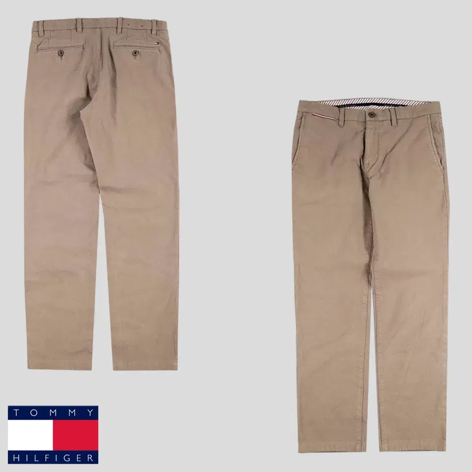 Tommy Hilfiger Light Brown Cocoa Straight Fit Minimalist Casual Chino Pants Cotton