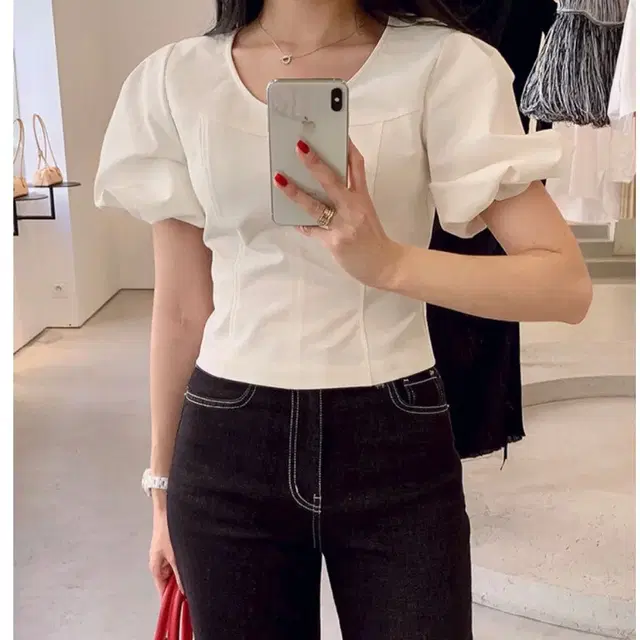 브론 bronn balloon blouse 벌룬 블라우스