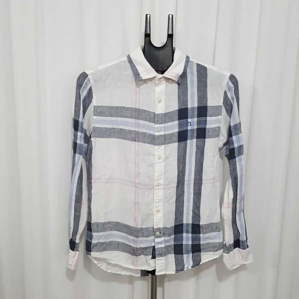 Hedges Linen Check Shirt Size 95 Oilcloth