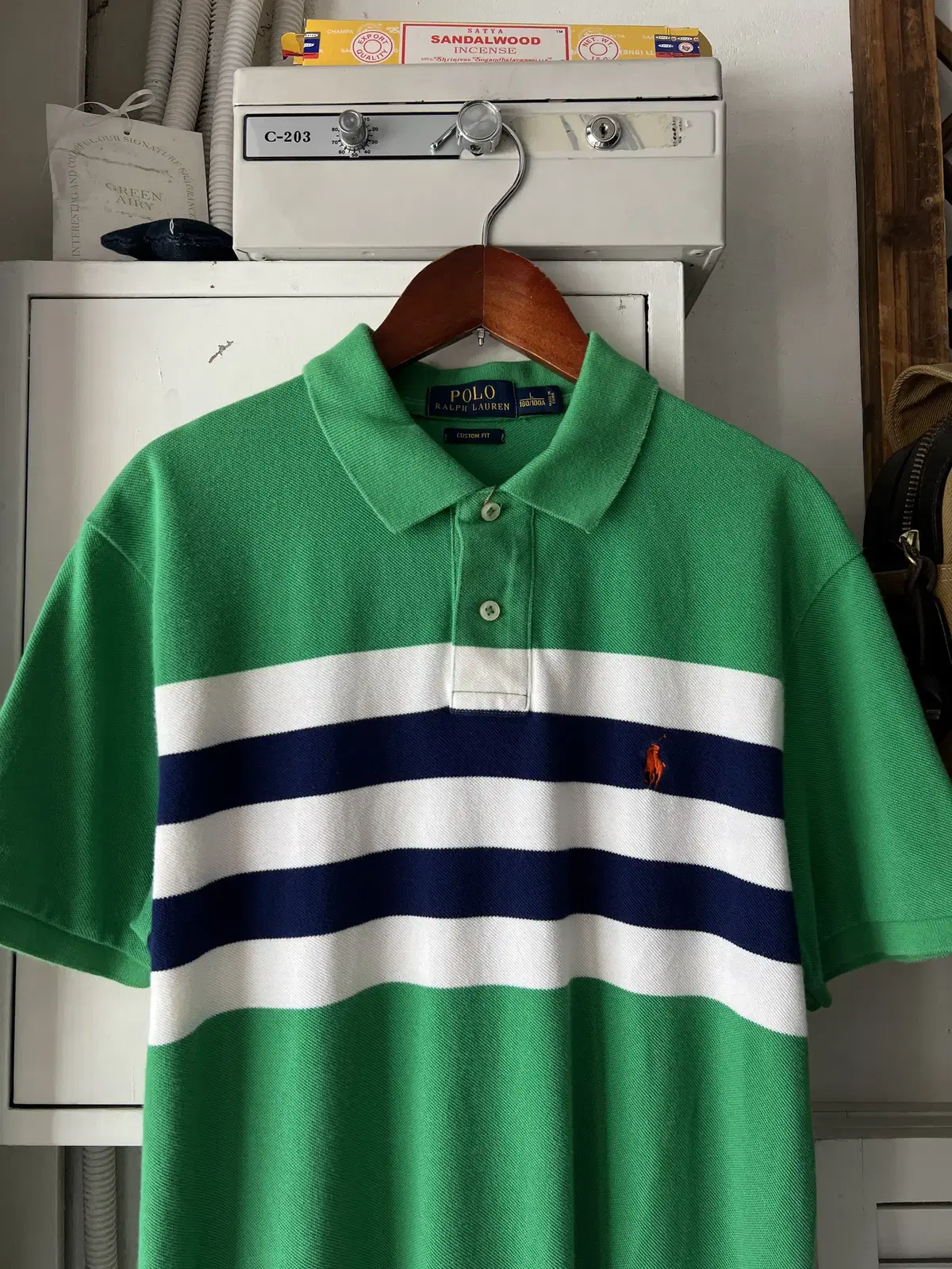 [L]Polo Ralph Lauren Striped cotton kara T-shirt