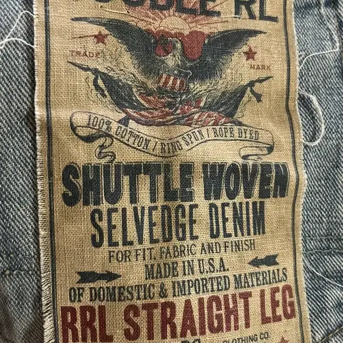 RRL 셀비지 워싱 데님 36x34 Made in USA  새제품