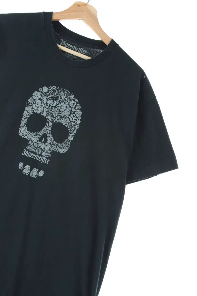 (L) BrandVintage Short-Sleeved T-Shirt Jaeger Charcoal Skull Rakti - E019