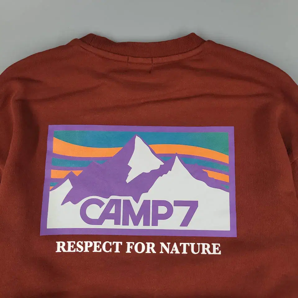 CAMP7 캠프7 브릭레드 자수로고 빅프린팅 코튼100 스웻 맨투맨 티셔