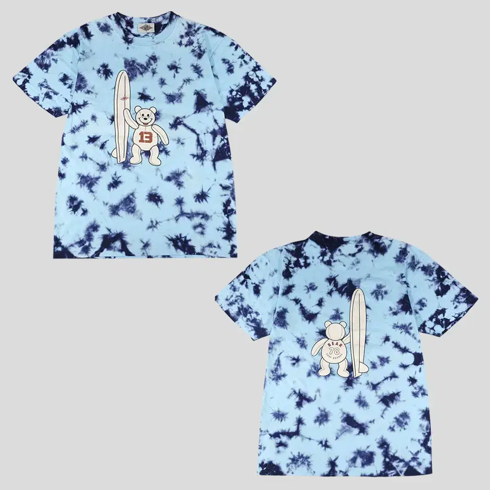 BEAR Bear Skyblue Haneul Navy Tie Dye Surf Bear Kitsch Big Printing