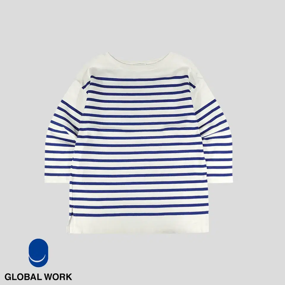 Global Work White bloo Striped Sideslit Heavy Cotton100 Marine Look Part 7