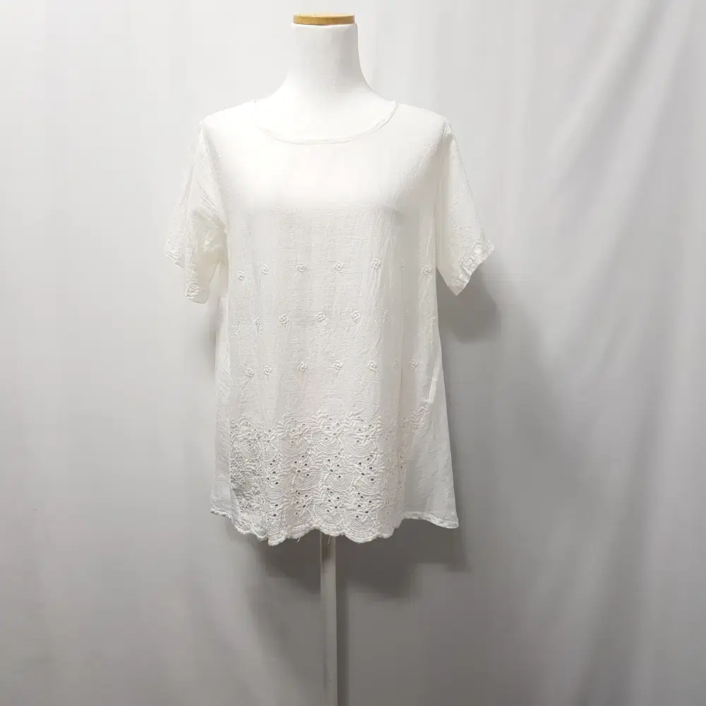 JPN Vintage Embroidered Mori Girl See-through Short Sleeve Long Blouse WF E1139