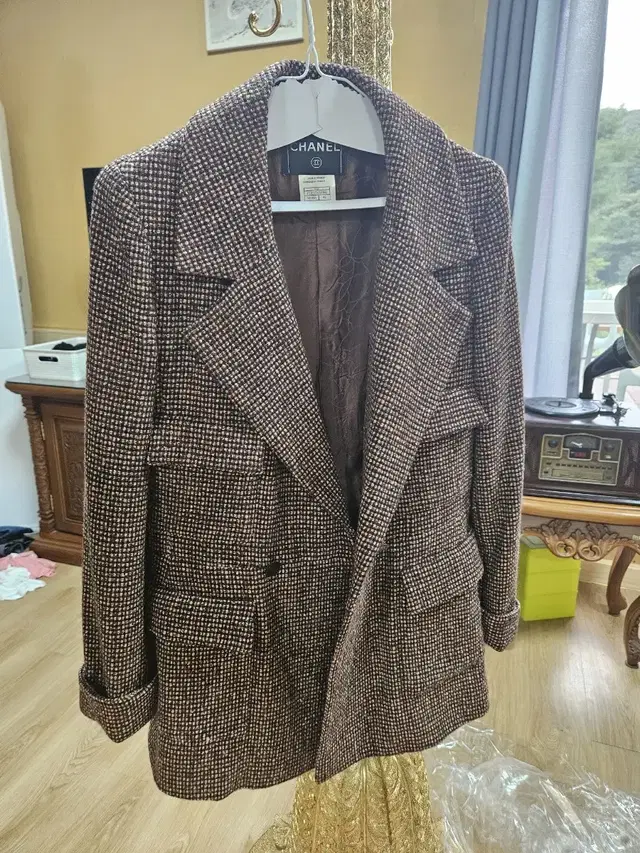 샤넬 2001 Made Tweed CC Mark Button Jacket