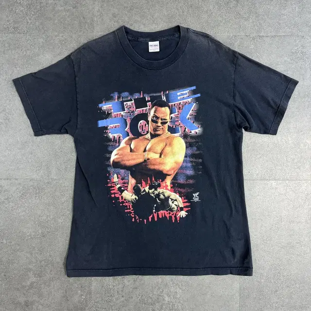 빈티지 90s WWF 더 락 드웨인 존슨 티셔츠