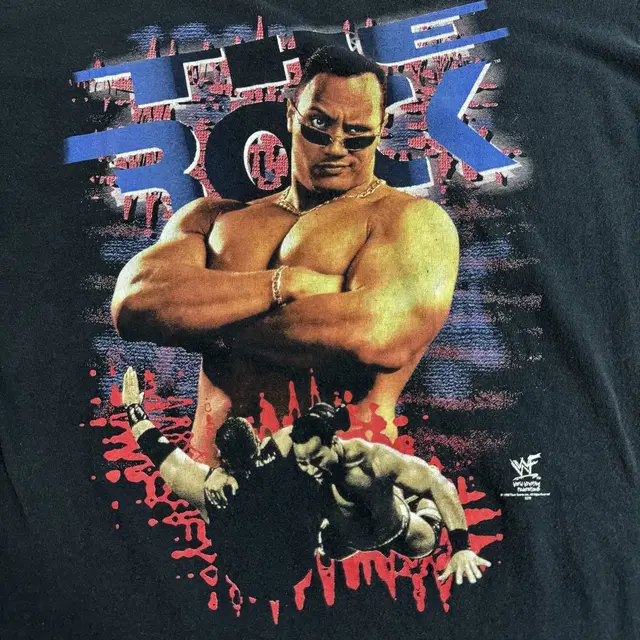 빈티지 90s WWF 더 락 드웨인 존슨 티셔츠