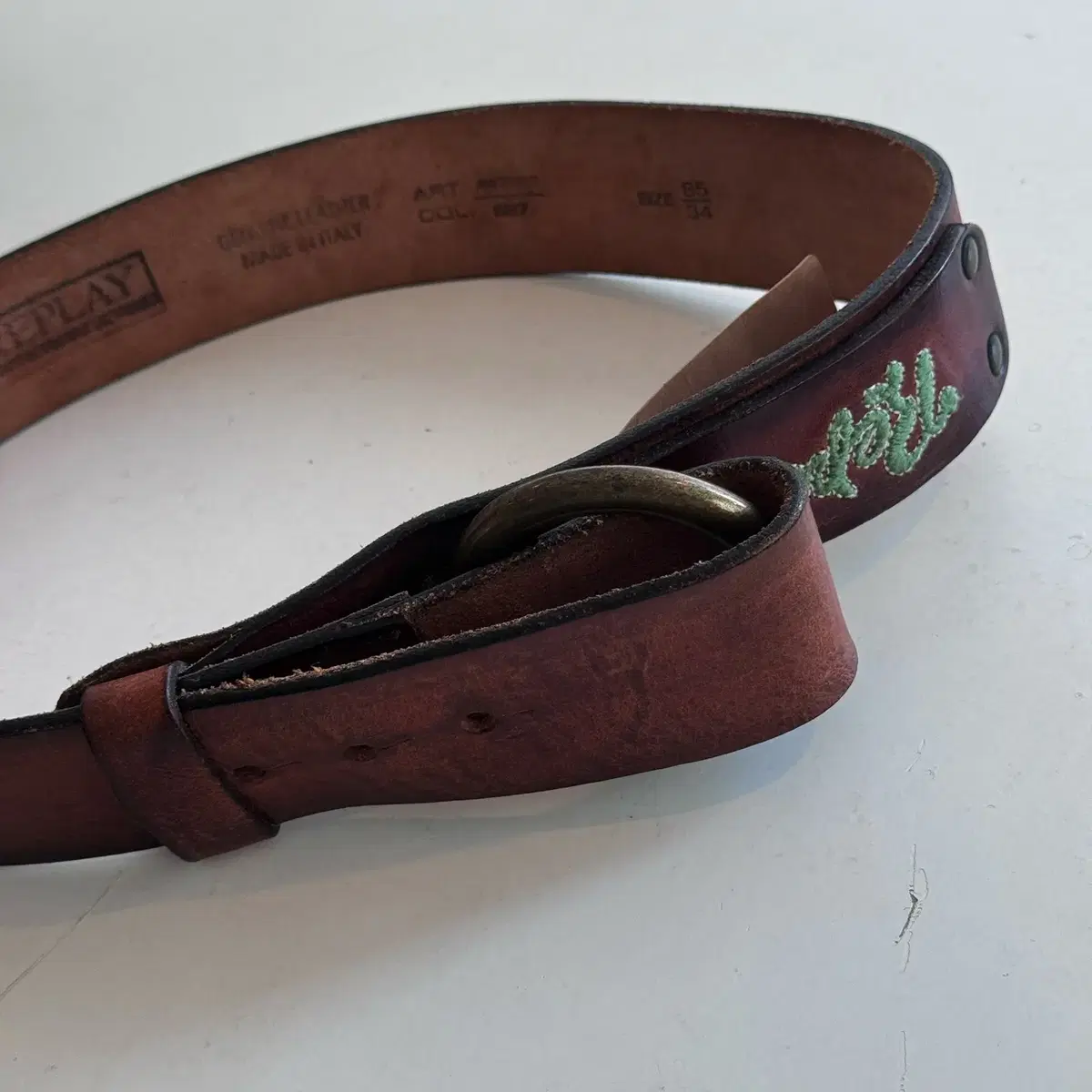 replay leather belt