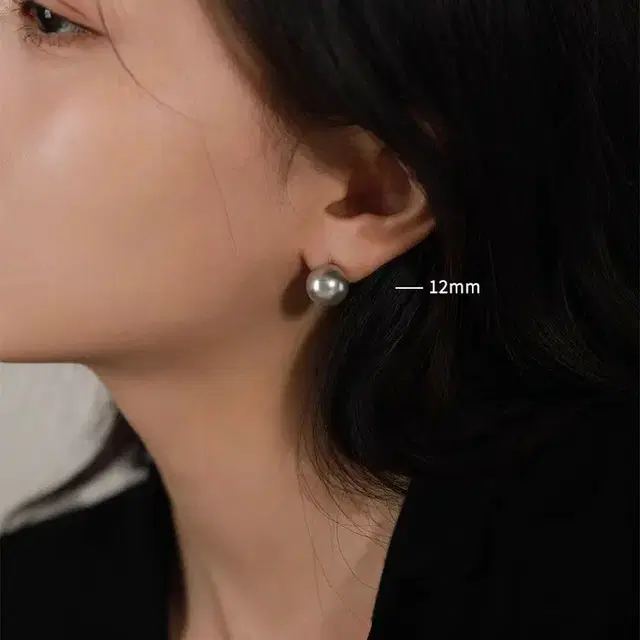 새상품)10mm,12mm그레이진주은침귀걸이 무알러지