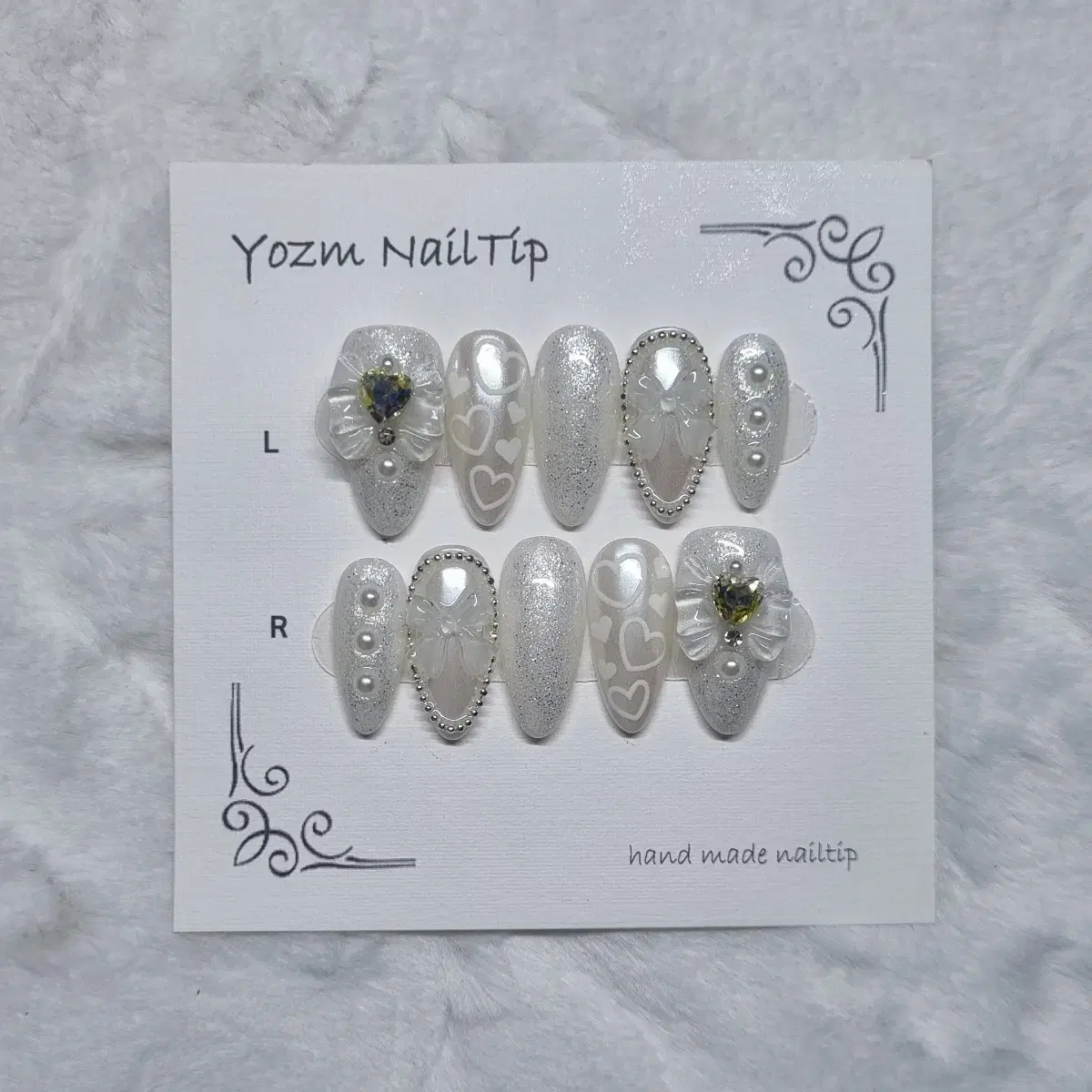 Yozm NailTip 화이트공주리본