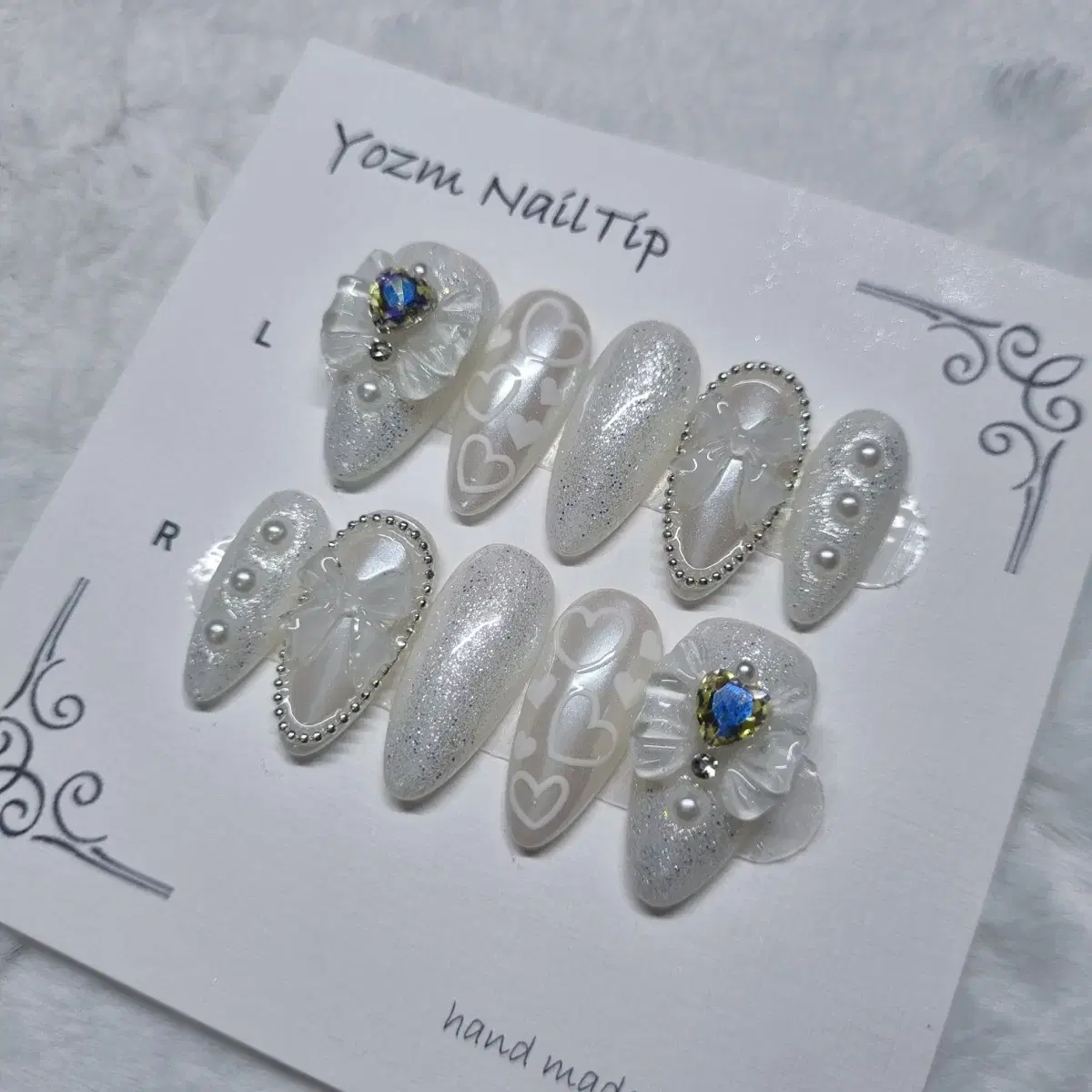 Yozm NailTip 화이트공주리본