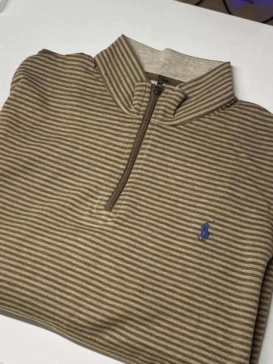 (New) Polo Ralph Lauren Genuine Striped Half-Zip Knit Brown