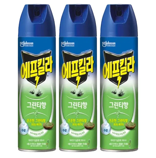 [무료배송] 에프킬라 그린티 500ml 3개 수성 살충제 모기약 에프킬라