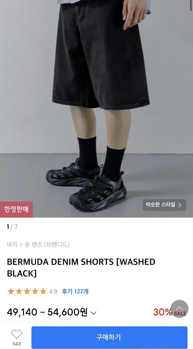 Branded Denim Bermuda Black 30